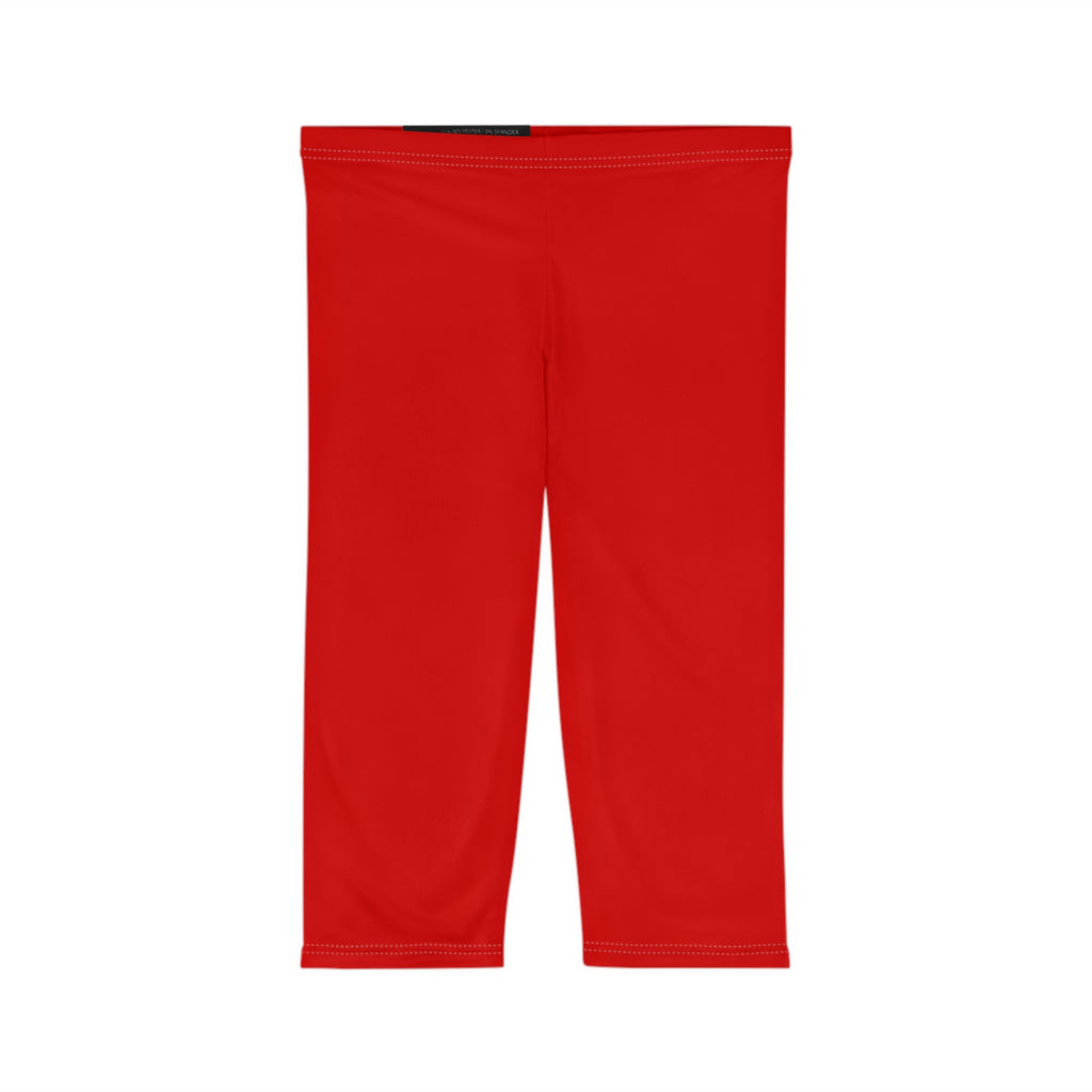 Red Capri Leggings — Women’s Athletic Cropped Leggings