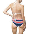 USA Striped Triangle Bikini — Women's Halter Tie-Side Swimsuit