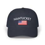 Nantucket Dad Cap with American Flag Embroidery
