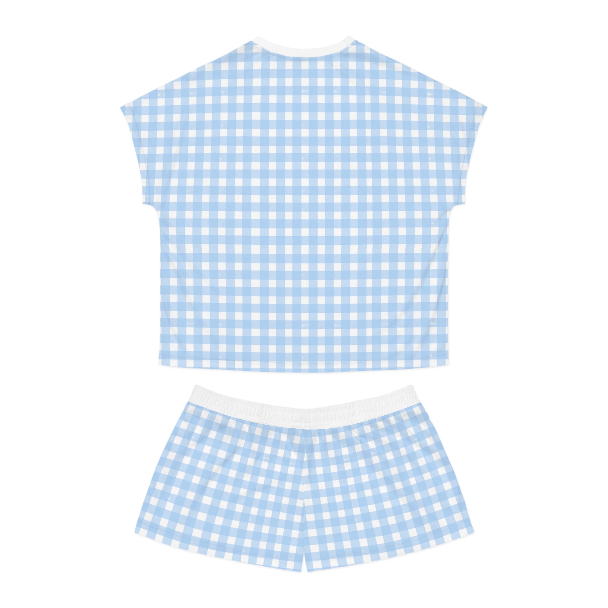 Blue Gingham Women's Short Pajama Set — Soft Cotton Sleepwear Lounge Set