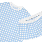 Blue Gingham Women's Short Pajama Set — Soft Cotton Sleepwear Lounge Set