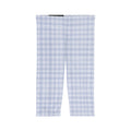 Light Blue Gingham Capri Leggings — Women's Checked AOP Activewear