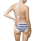 Nautical Striped Triangle Bikini — Women's Halter Tie-Side Swimsuit