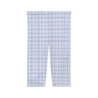 Light Blue Gingham Capri Leggings — Women's Checked AOP Activewear