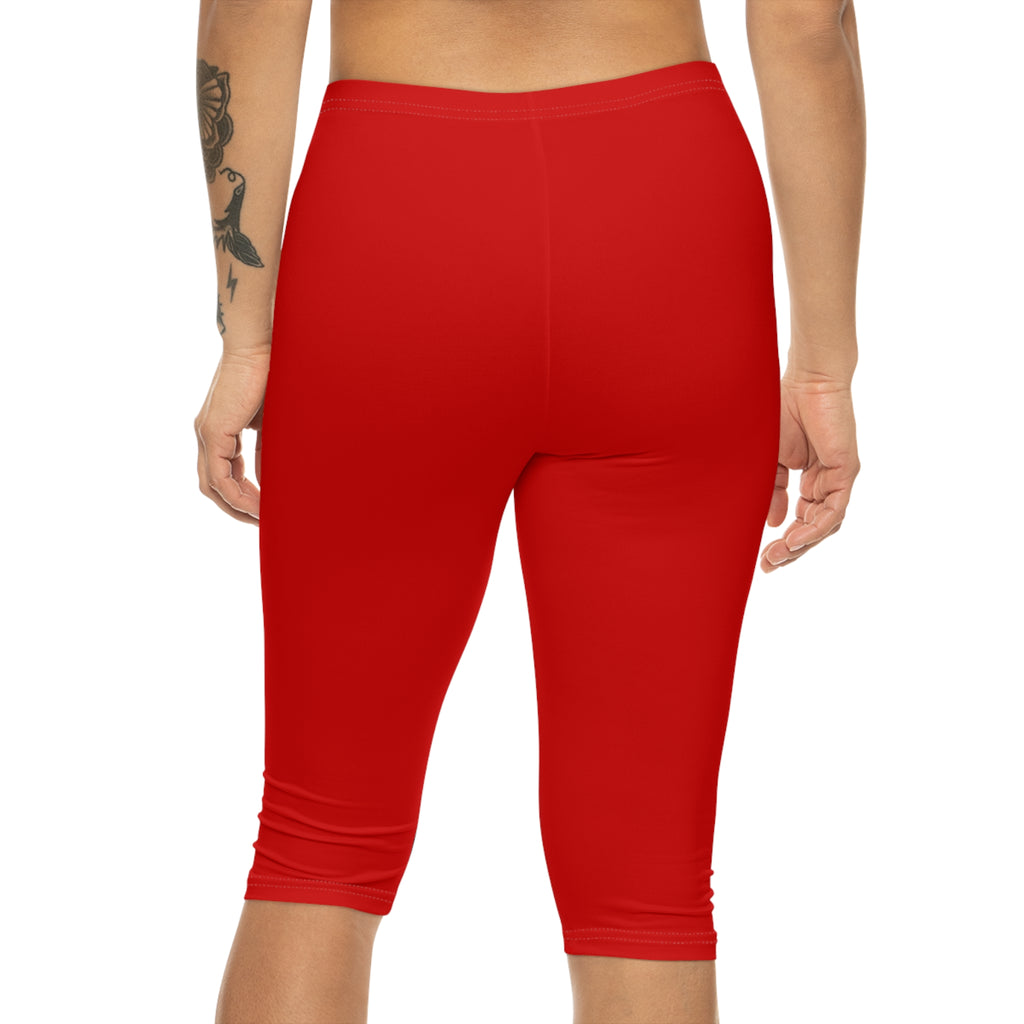 Red Capri Leggings — Women’s Athletic Cropped Leggings