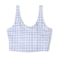 Gingham Crop Sports Bra — Light Blue Checkered Activewear