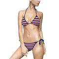 USA Striped Triangle Bikini — Women's Halter Tie-Side Swimsuit