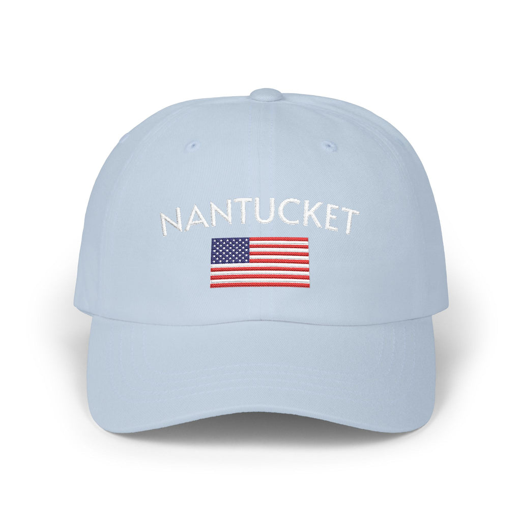 Nantucket Dad Cap with American Flag Embroidery