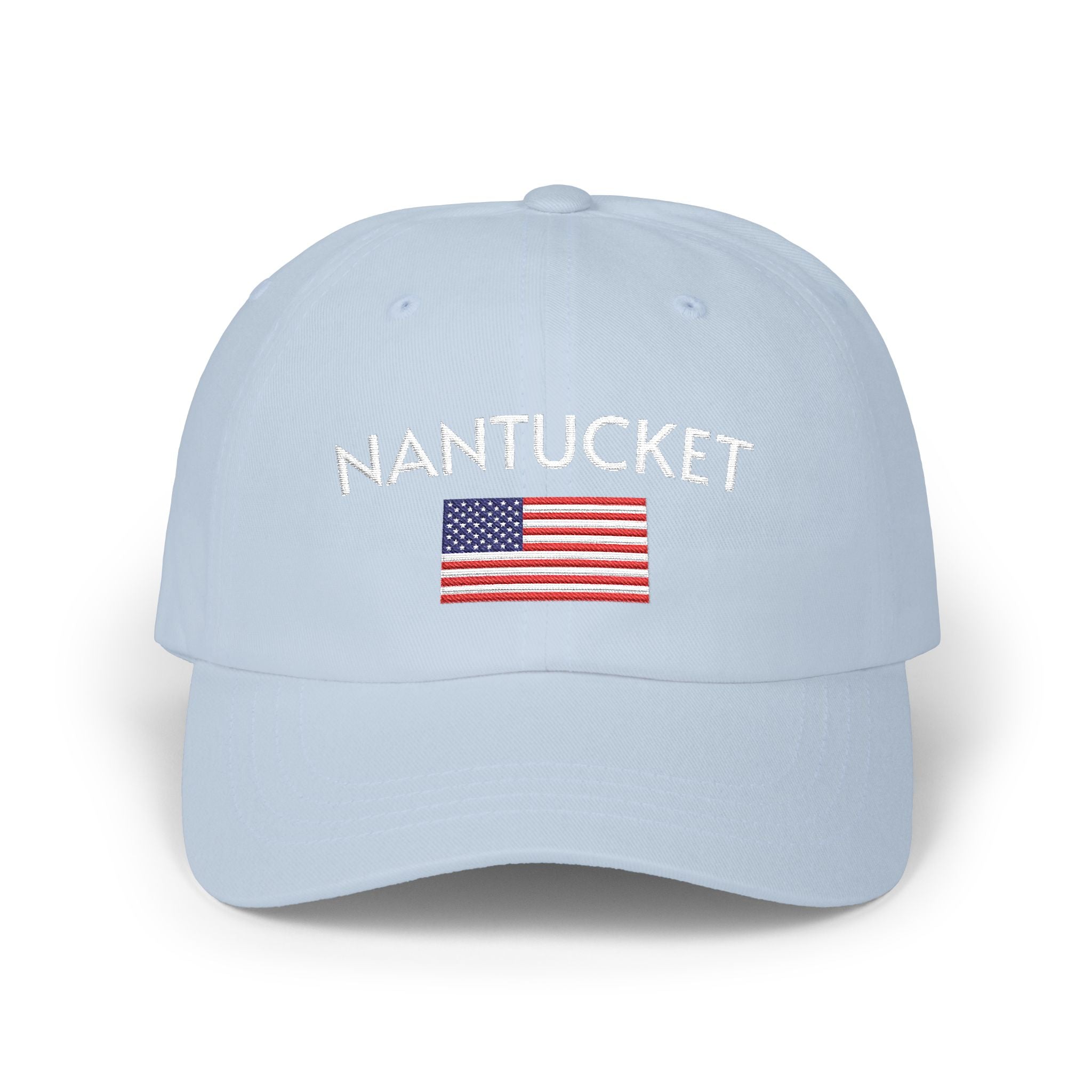 Nantucket Dad Cap with American Flag Embroidery