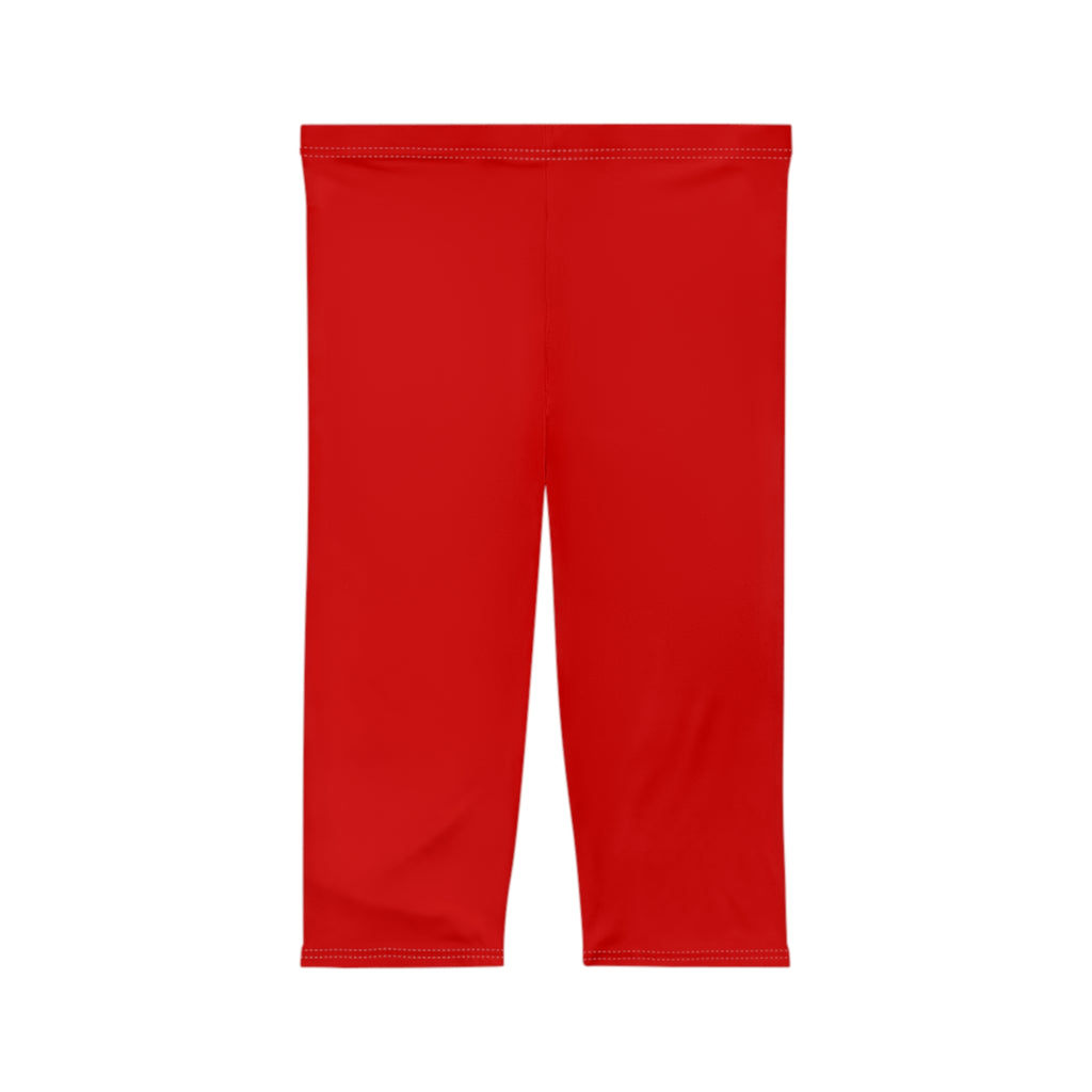 Red Capri Leggings — Women’s Athletic Cropped Leggings
