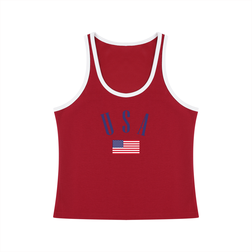 Women's Color Block Cropped Tank Top