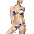 Nautical Striped Triangle Bikini — Women's Halter Tie-Side Swimsuit