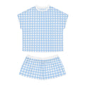 Blue Gingham Women's Short Pajama Set — Soft Cotton Sleepwear Lounge Set