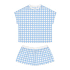 Blue Gingham Women's Short Pajama Set — Soft Cotton Sleepwear Lounge Set